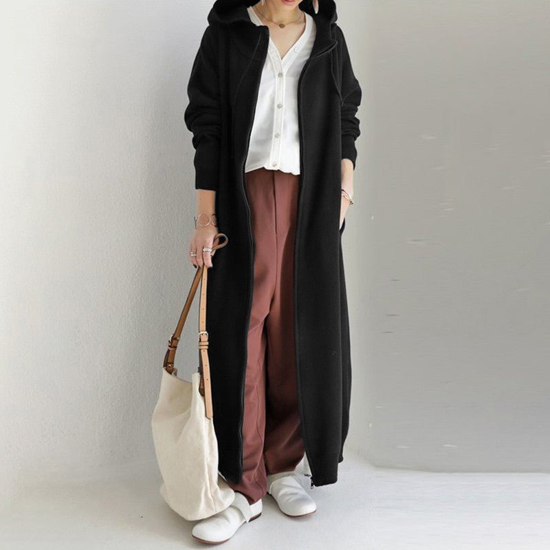 Oversized Hooded Zip-Up Maxi Dress | Fleece Robe Abaya (MS163)