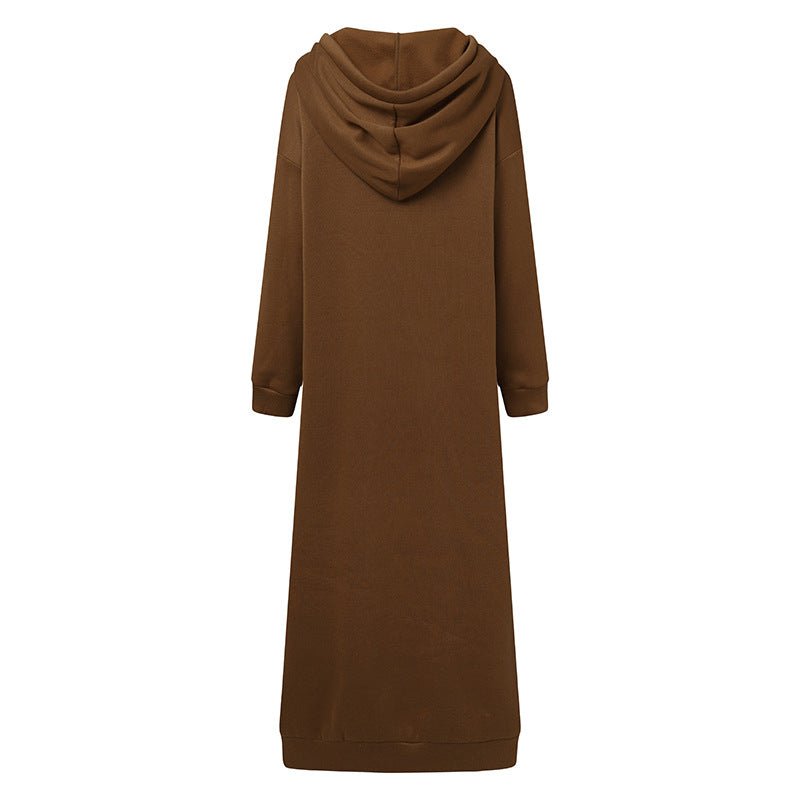 Oversized Hooded Zip-Up Maxi Dress | Fleece Robe Abaya (MS163)