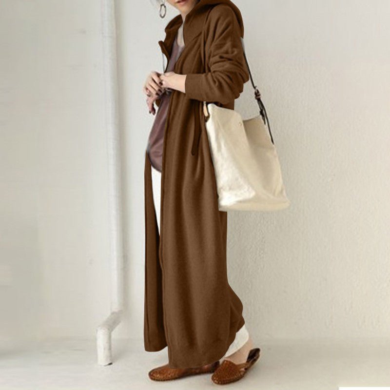 Oversized Hooded Zip-Up Maxi Dress | Fleece Robe Abaya (MS163)