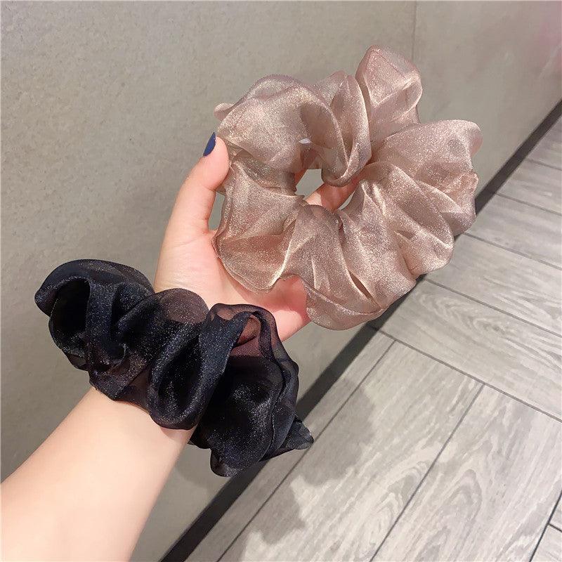 Oversized Scrunchies Organza Hair Ties Elastic Hair Band Women Girs Ponytail Holder Fashion Hair Ropes Ponytail Holder Hair Tie Ponytail Holder Accessories for Women Girls