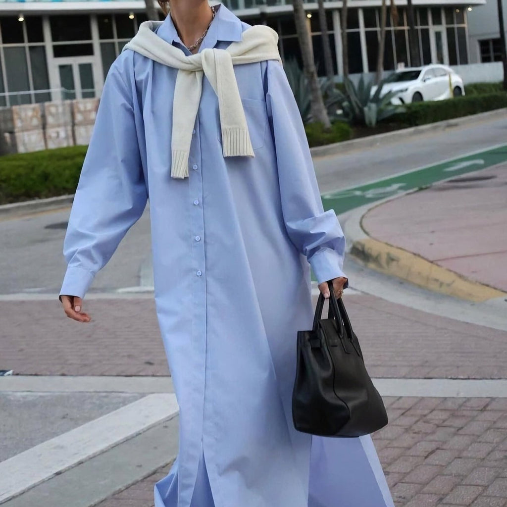 Oversized Shirt Dress with Side Slits(MS332)