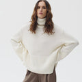 Oversized Turtleneck Sweater with Side Slits(MS251)