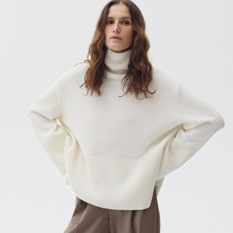 Oversized Turtleneck Sweater with Side Slits(MS251)