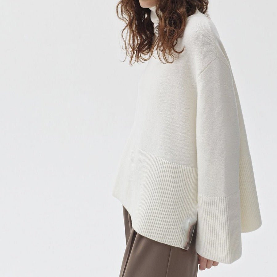 Oversized Turtleneck Sweater with Side Slits(MS251)