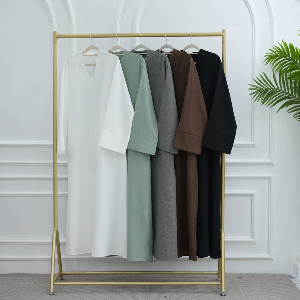 Oversized V-Neck Abaya with Pockets | Solid Color Maxi Dress with Wide Cuffs(MA331)