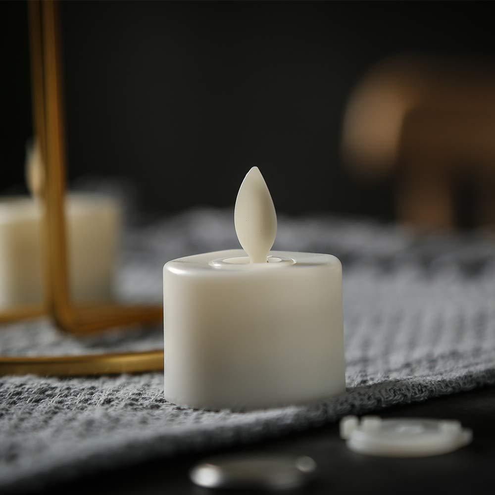 Pack of 6 or 12 Remote or Not Remote Flameless Battery Candles Realistic and Bright Flickering Bulb Battery Operated Flameless LED Tea Light Ideal for Parties Weddings Birthdays Hollween Gift Realistic and Bright Flickering Fake Dancing Flame Tea lights