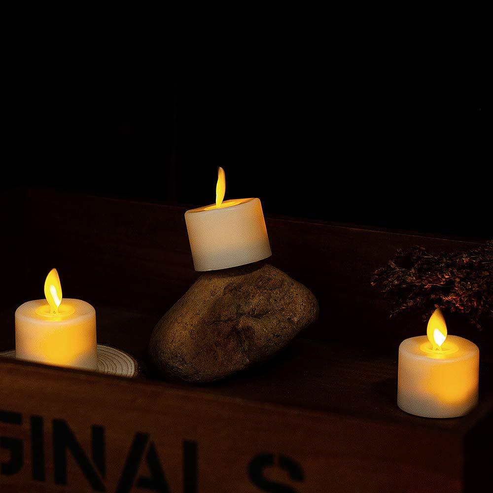 Pack of 6 or 12 Remote or Not Remote Flameless Battery Candles Realistic and Bright Flickering Bulb Battery Operated Flameless LED Tea Light Ideal for Parties Weddings Birthdays Hollween Gift Realistic and Bright Flickering Fake Dancing Flame Tea lights
