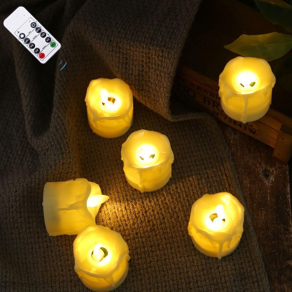 Pack of 6 or 12 Remote or Not Remote Flameless Battery Candles Realistic and Bright Flickering Bulb Battery Operated Flameless LED Tea Light Ideal for Parties Weddings Birthdays Hollween Gift Realistic and Bright Flickering Fake Dancing Flame Tea lights