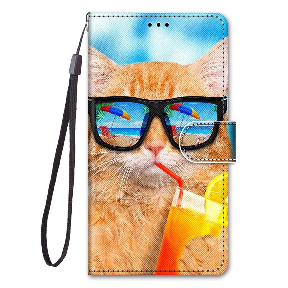 Painted Leather Flip Phone Case For Xiaomi Redmi 8 9 9A 9C 9T Redmi 10 Lion Cat Butterfly Wallet Card Holder Stand Book Cover Colorful PU Leather Wallet Flip Cover Shockproof Card Slots Holder Side Pocket Magnetic Closure Stylish Case