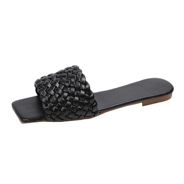 Party Luxury Ladies Slippers Charm Design Open-Toe Beach Flat Sandals Casual Flip Flops Women Shoes Flat Sandals Slip On Slide Sandals Leather Strap Flat Sandals