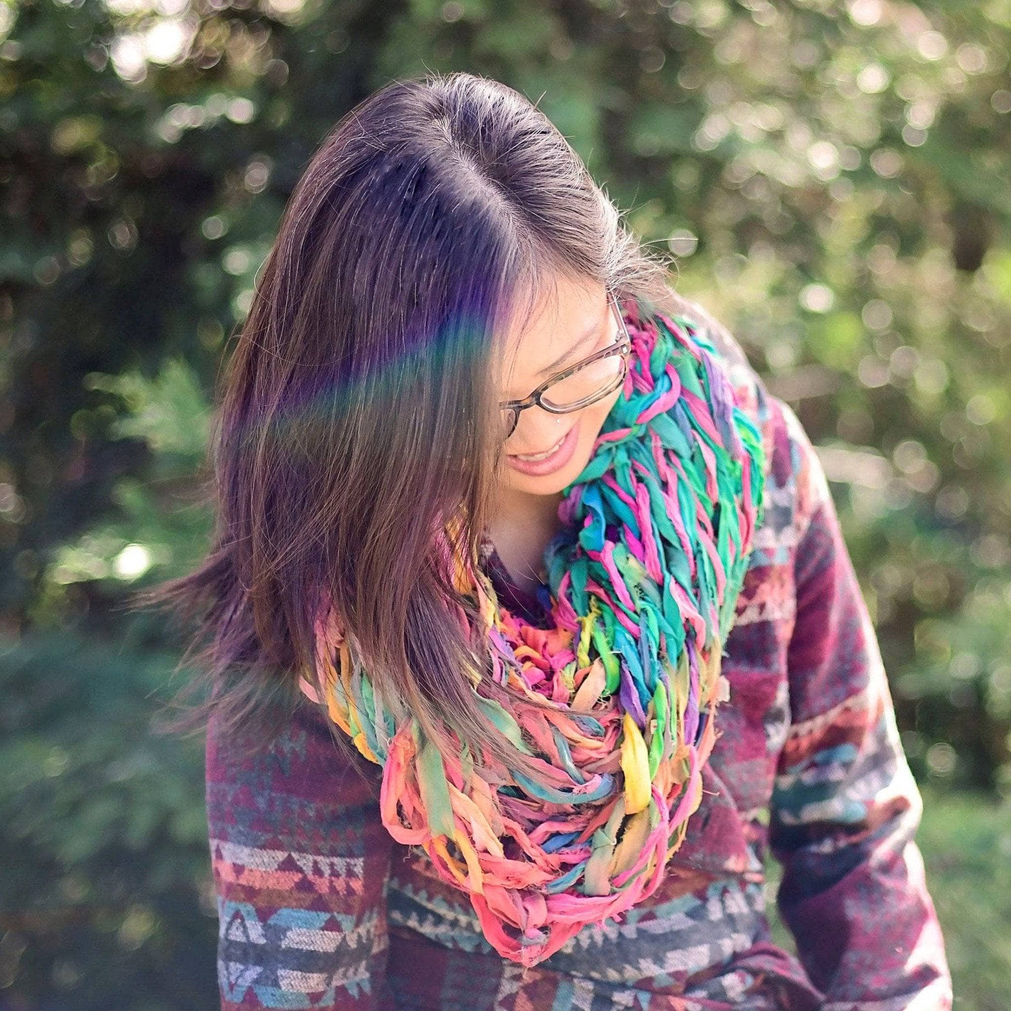 Pastel Arm Knit Chiffon Cowl Pattern