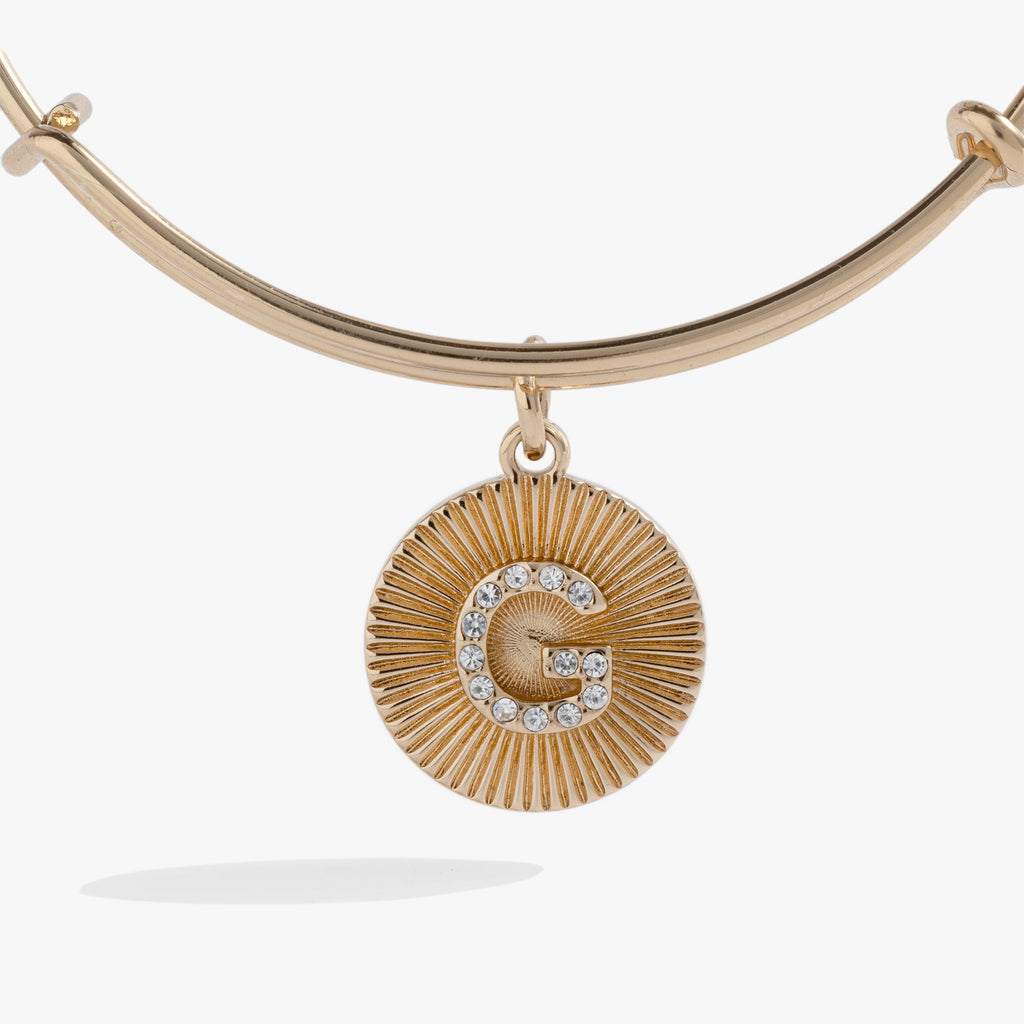 Initial G Pave Starburst Texture Bangle