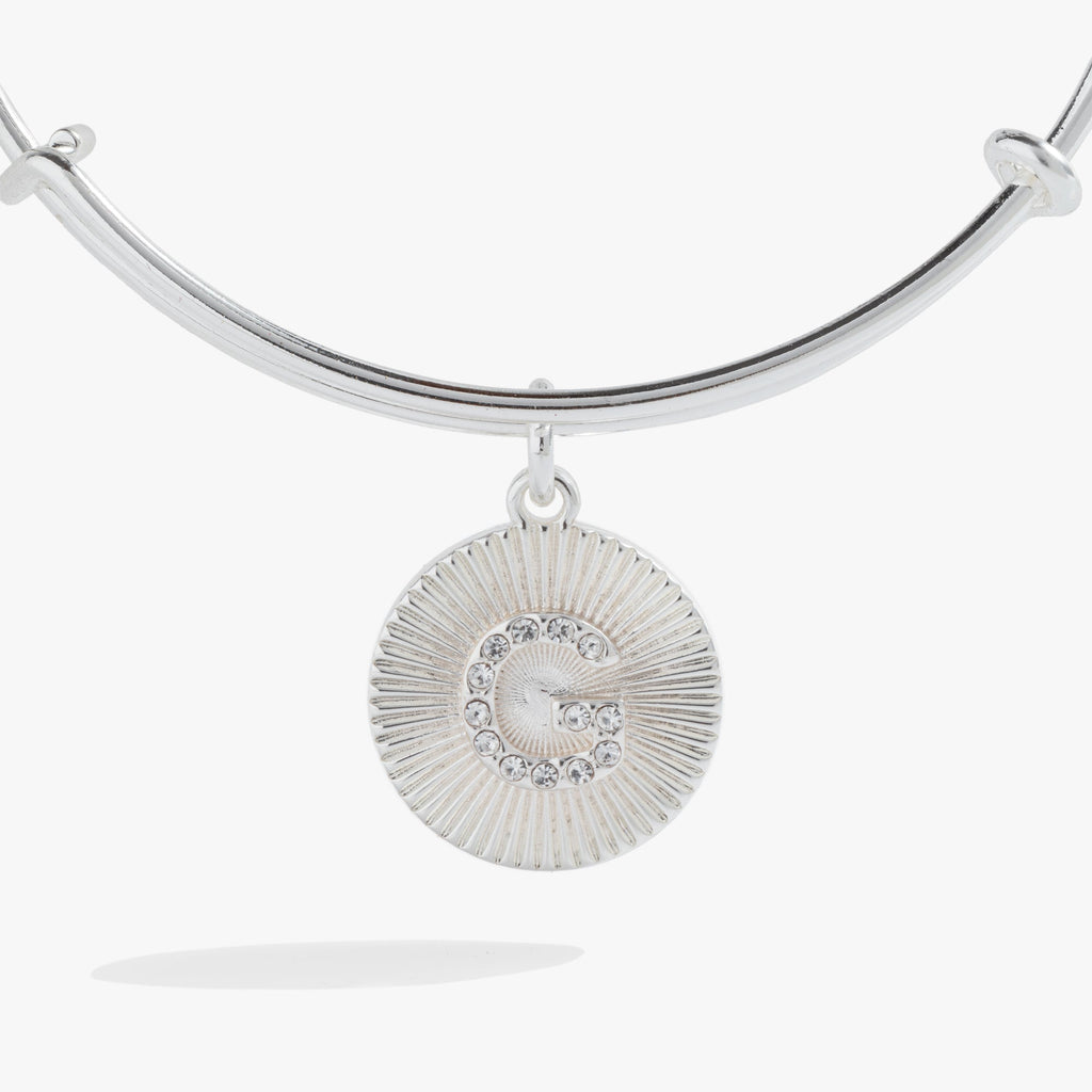 Initial G Pave Starburst Texture Bangle
