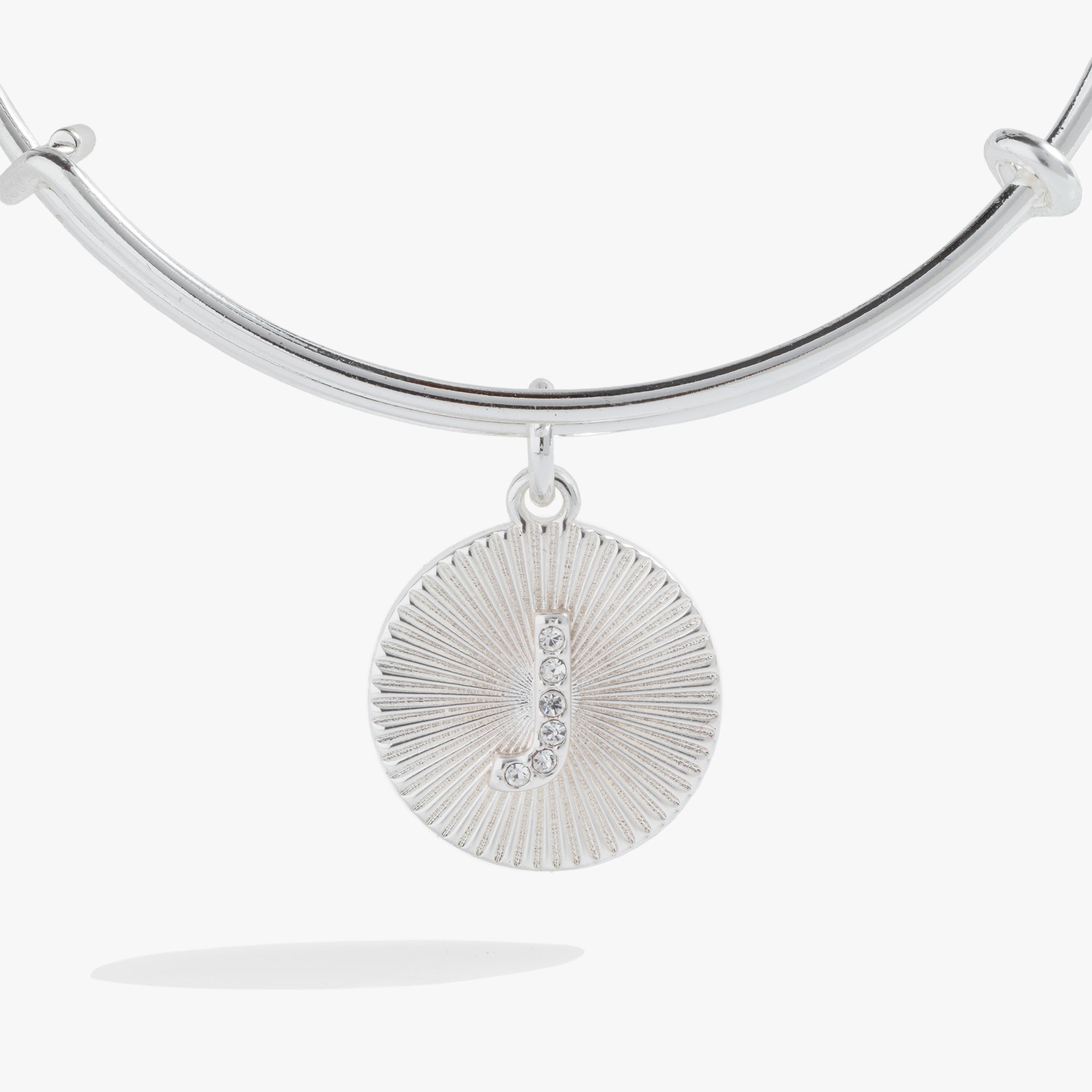 Initial J Pave Starburst Texture Bangle