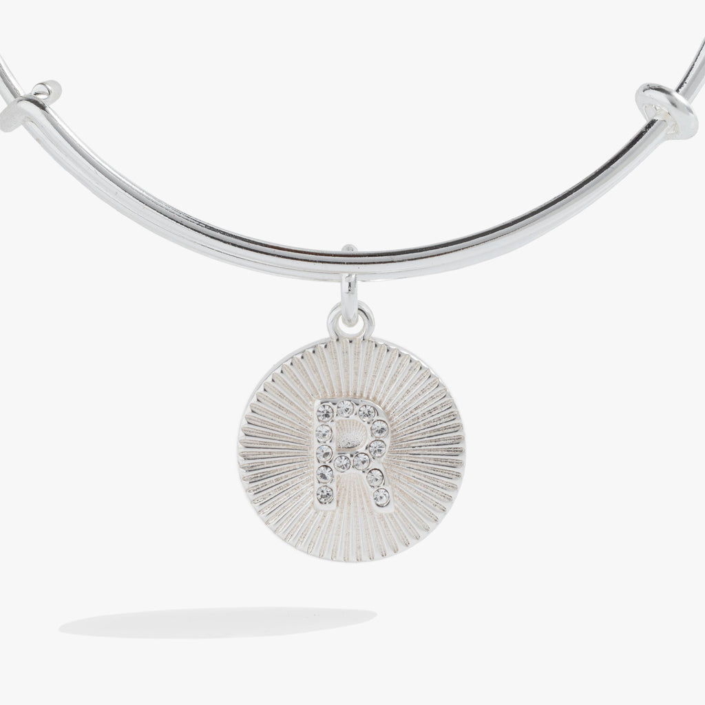 Initial R Pave Starburst Texture Bangle