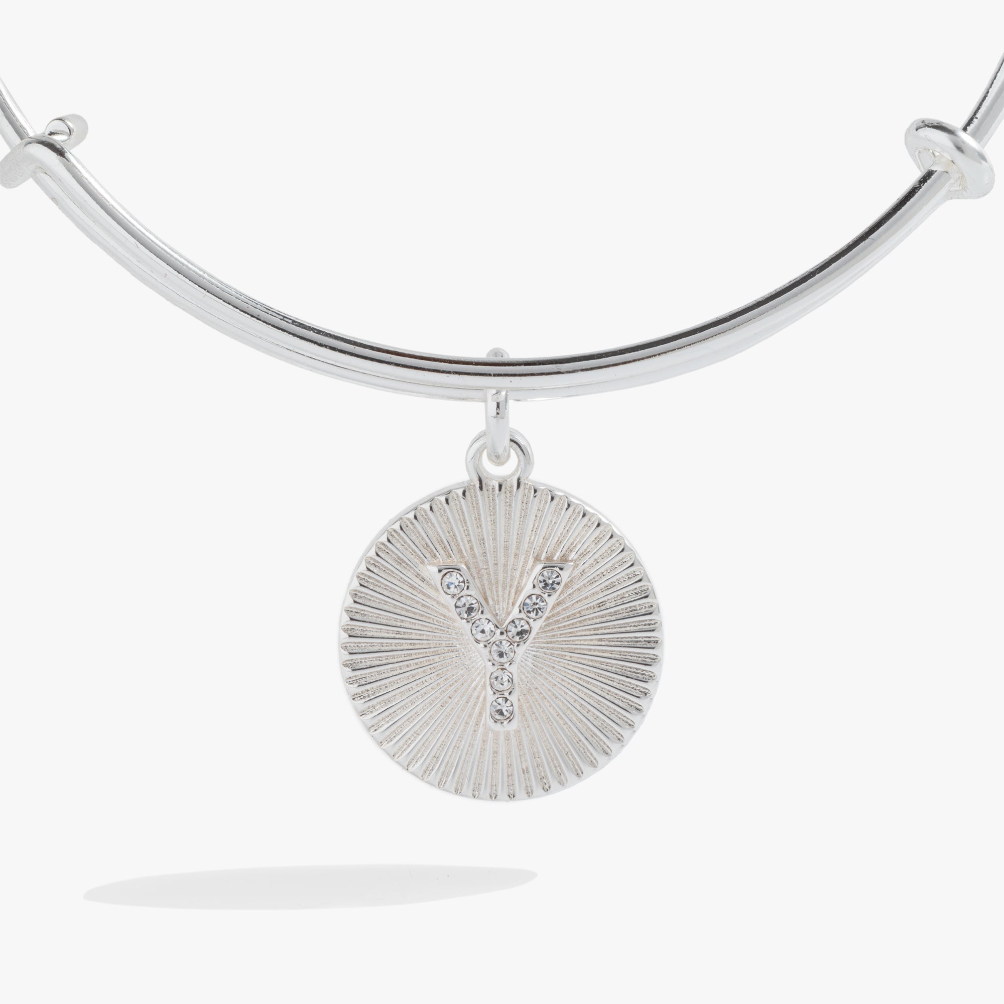 Initial Y Pave Starburst Texture Bangle