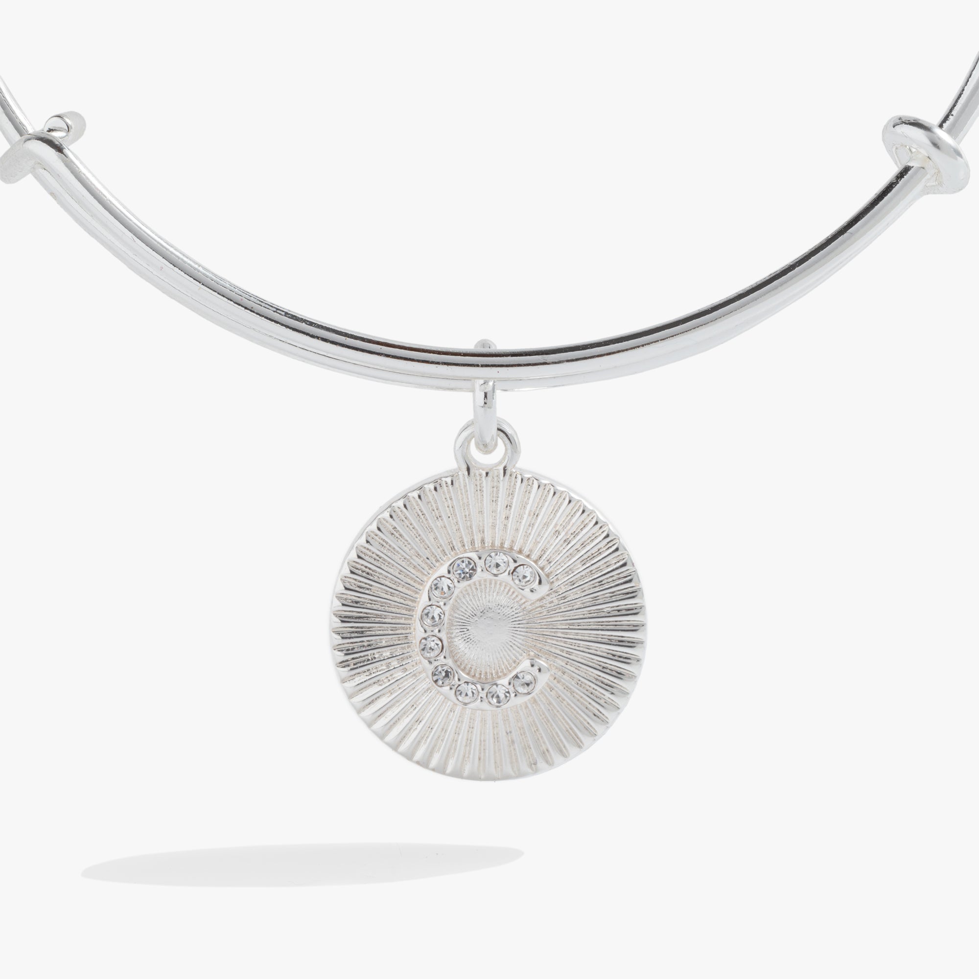 Initial C Pave Starburst Texture Bangle