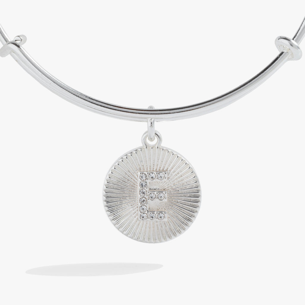 Initial E Pave Starburst Texture Bangle