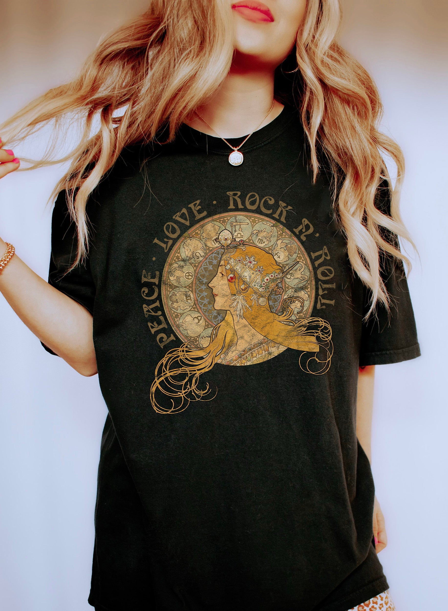 Peace Love Rock N' Roll Comfort Colors Tshirt