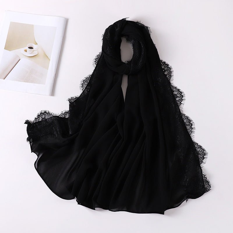 Pearl Chiffon Hijab with Lace Trim (MH218)