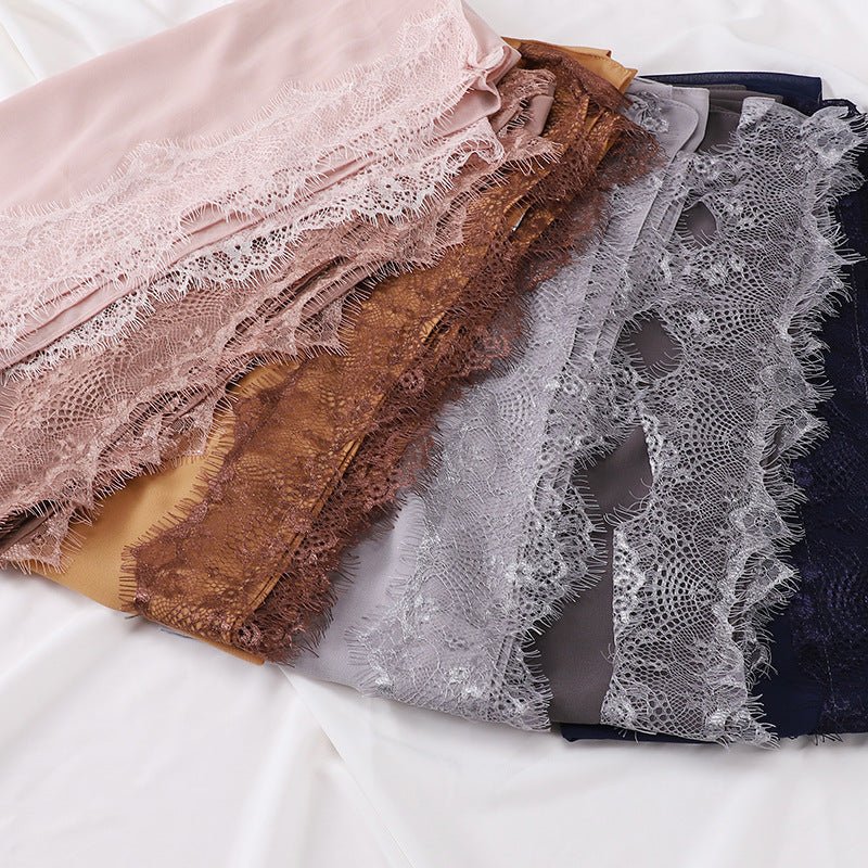 Pearl Chiffon Hijab with Lace Trim (MH218)