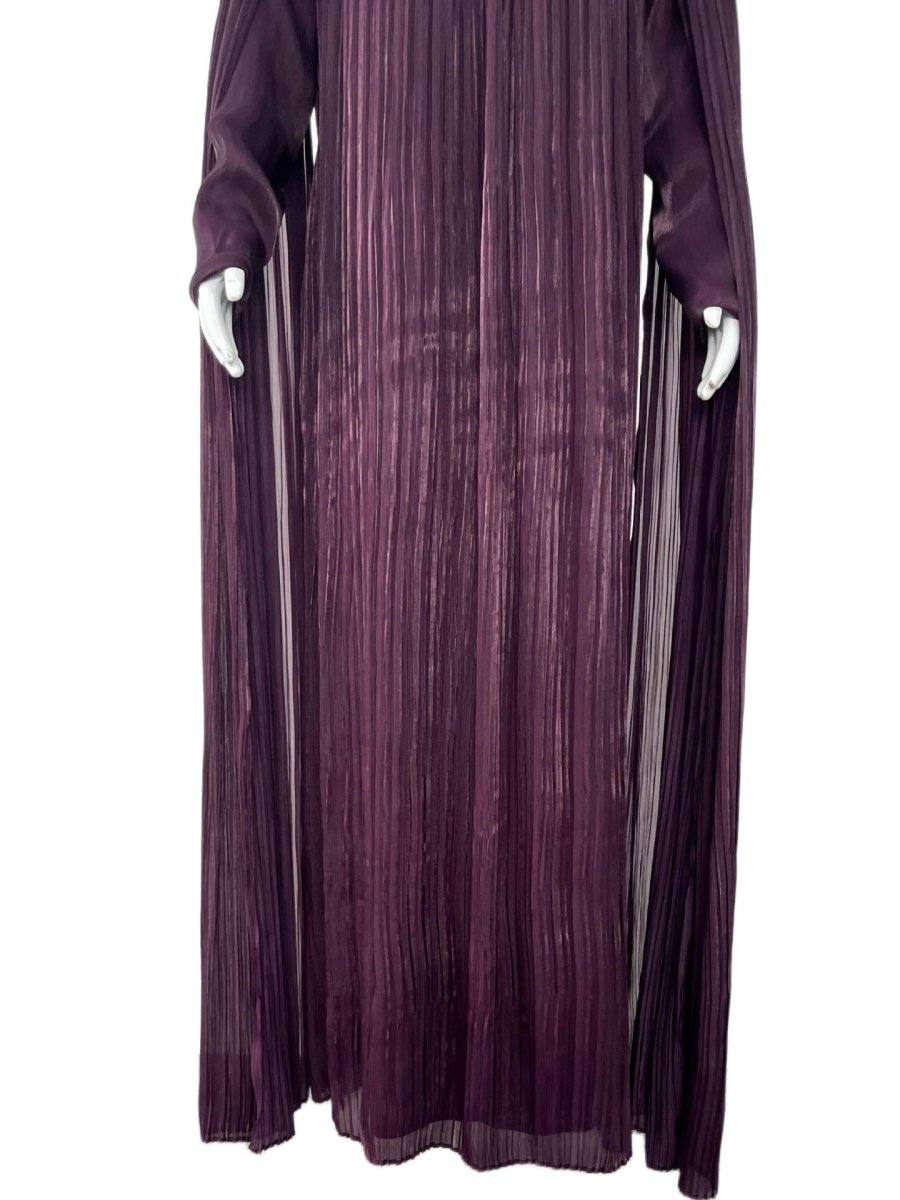 Pearl & Crystal Beaded Pleated Chiffon Maxi Gown(MA441)