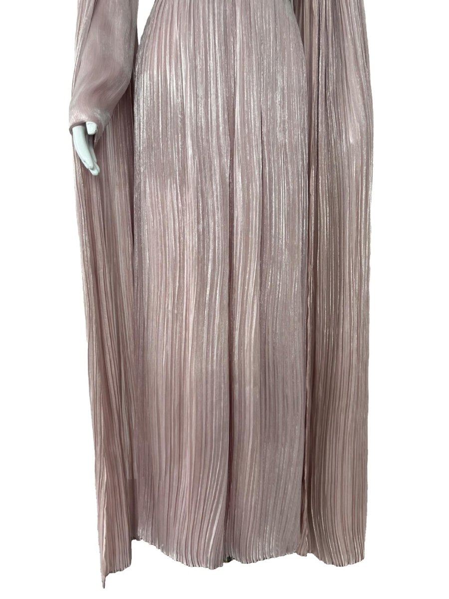 Pearl & Crystal Beaded Pleated Chiffon Maxi Gown(MA441)
