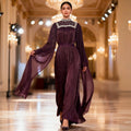 Pearl & Crystal Beaded Pleated Chiffon Maxi Gown(MA441)