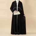 Pearl Embellished Accordion Pleat Back Open Abaya (MOA127)