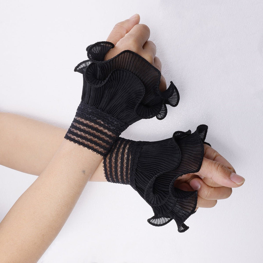 Pearl Embellished Double Ruffle Cuff Sleeves (MAC420)