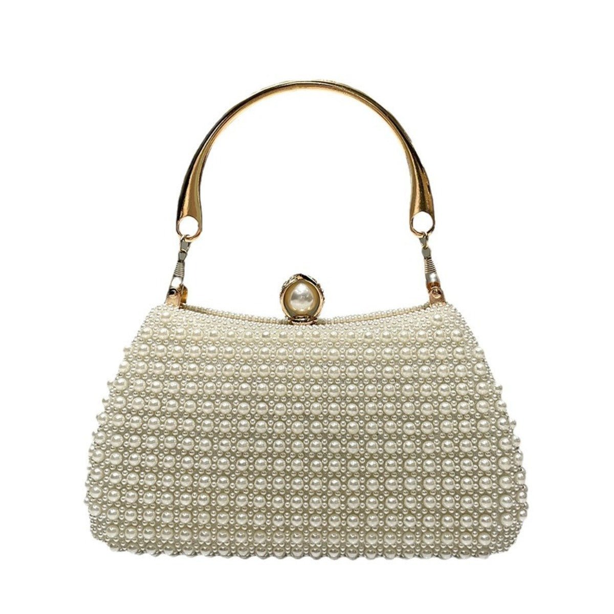 Pearl-Embellished Vintage-Inspired Beaded Box Bag Evening Clutch with Gold Accents (MAC248)