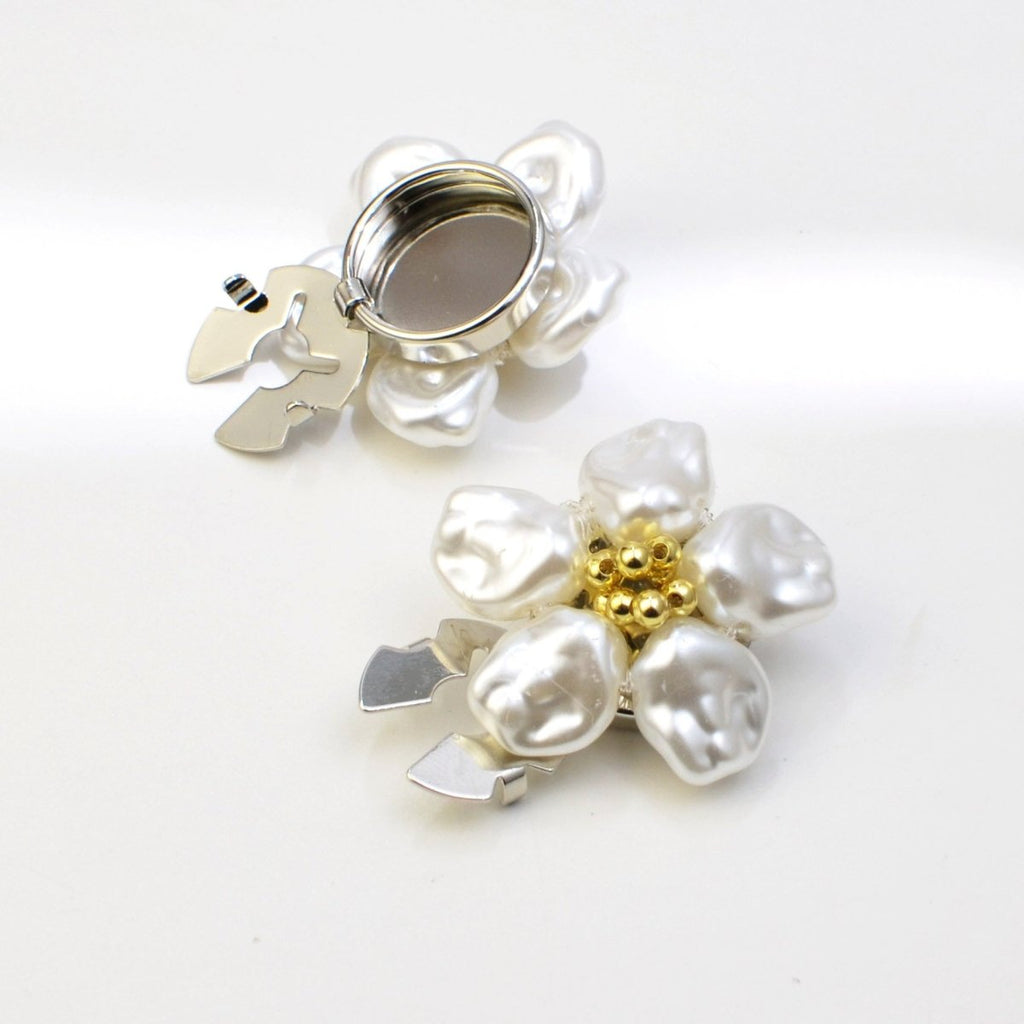 Pearl Flower Button Covers | Decorative Shirt Button Clips(MAC358)
