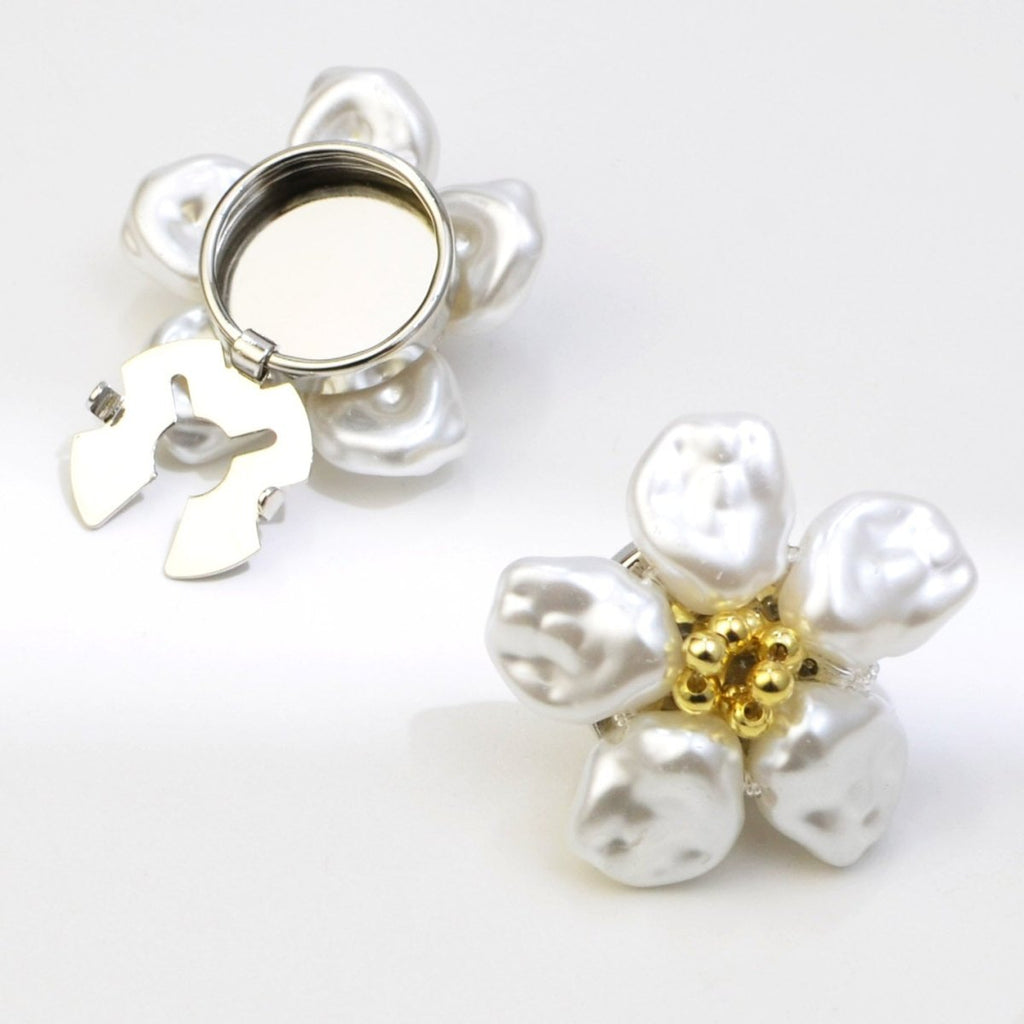 Pearl Flower Button Covers | Decorative Shirt Button Clips(MAC358)