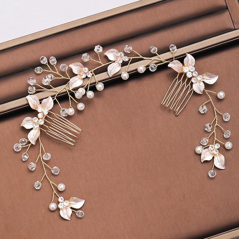 Pearl Leaf Comb Headband Hair Accessories For Women Tiara Headband Wedding Accessories Headband on the head Gorgeous Hair Accessories For Women