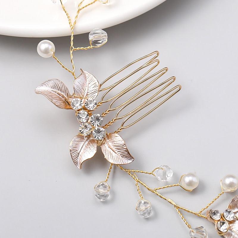 Pearl Leaf Comb Headband Hair Accessories For Women Tiara Headband Wedding Accessories Headband on the head Gorgeous Hair Accessories For Women
