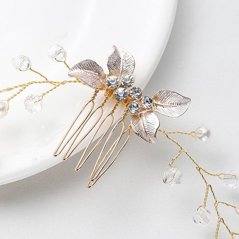 Pearl Leaf Comb Headband Hair Accessories For Women Tiara Headband Wedding Accessories Headband on the head Gorgeous Hair Accessories For Women