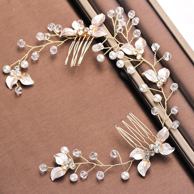Pearl Leaf Comb Headband Hair Accessories For Women Tiara Headband Wedding Accessories Headband on the head Gorgeous Hair Accessories For Women