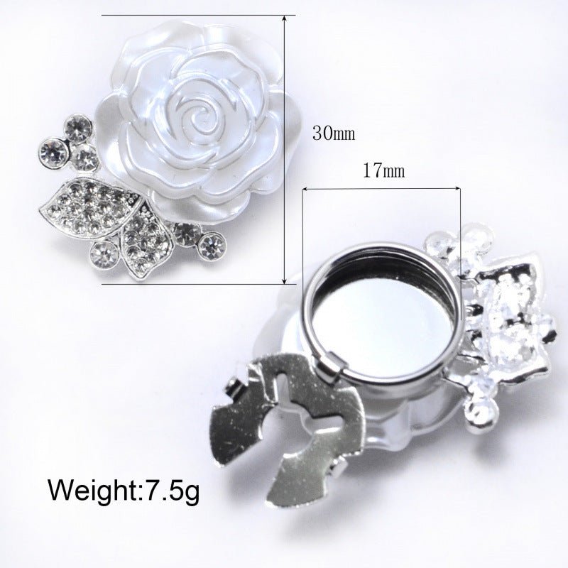 Pearl Rose Button Covers | Rhinestone Leaf Decorative Clips(MAC360)