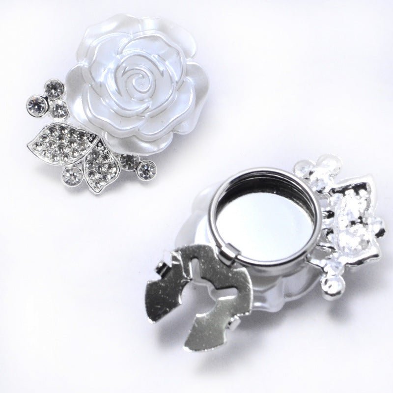 Pearl Rose Button Covers | Rhinestone Leaf Decorative Clips(MAC360)