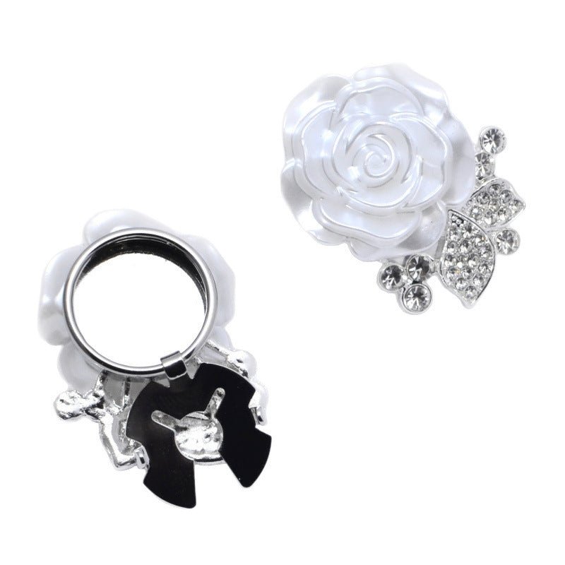 Pearl Rose Button Covers | Rhinestone Leaf Decorative Clips(MAC360)