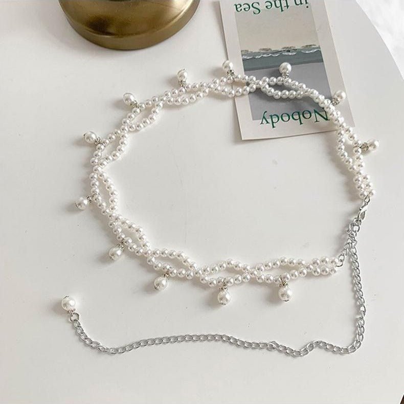 Pearl Tassel Waist Chain | Adjustable Body Chain Belt(MAC363)