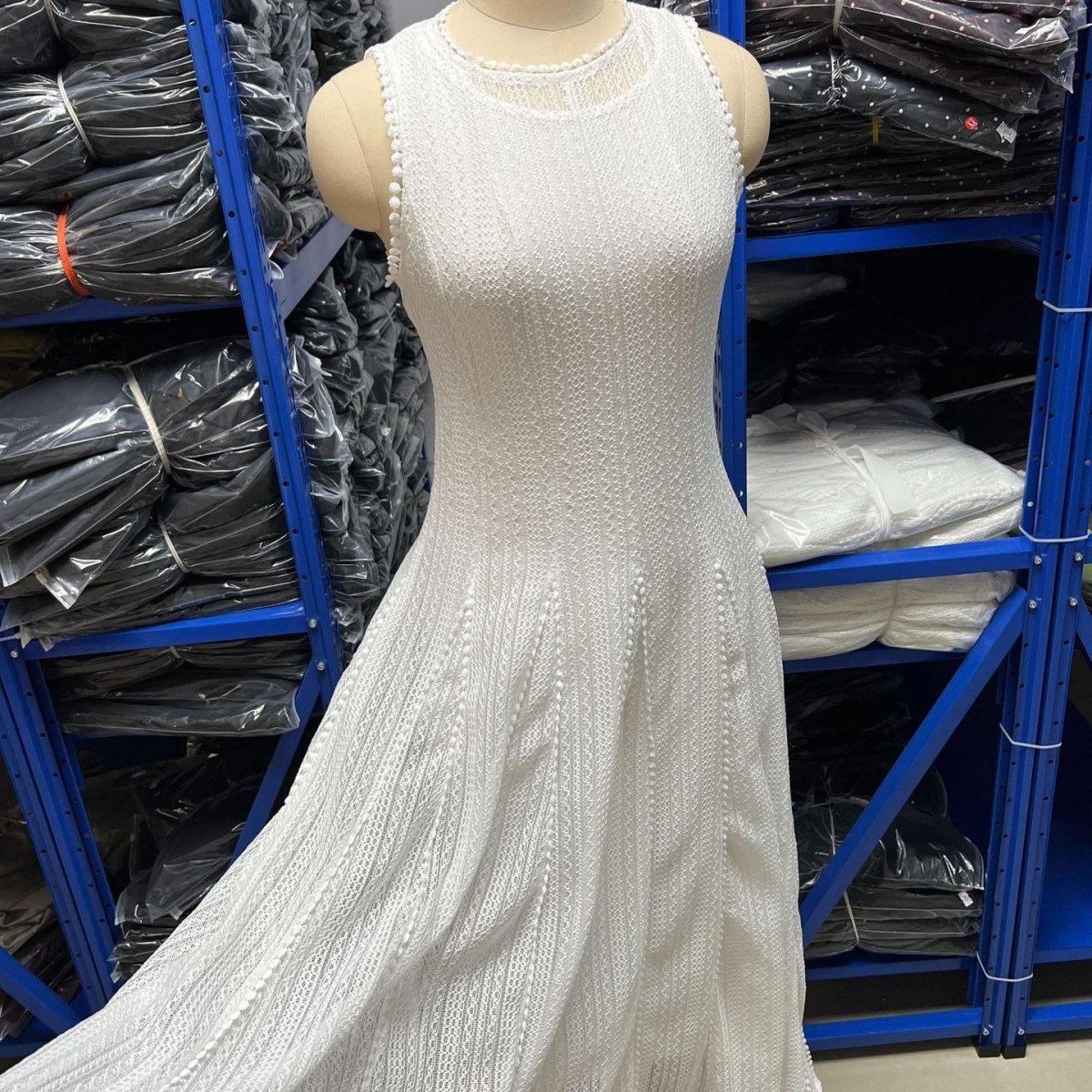 Pearl-Trim Lace Overlay Maxi Dress Set(MS464)