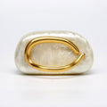 Pearlized Acrylic Gold-Tone Ring Handle Evening Bag - Wedding Banquet Shoulder Messenger Purse (MAC250)