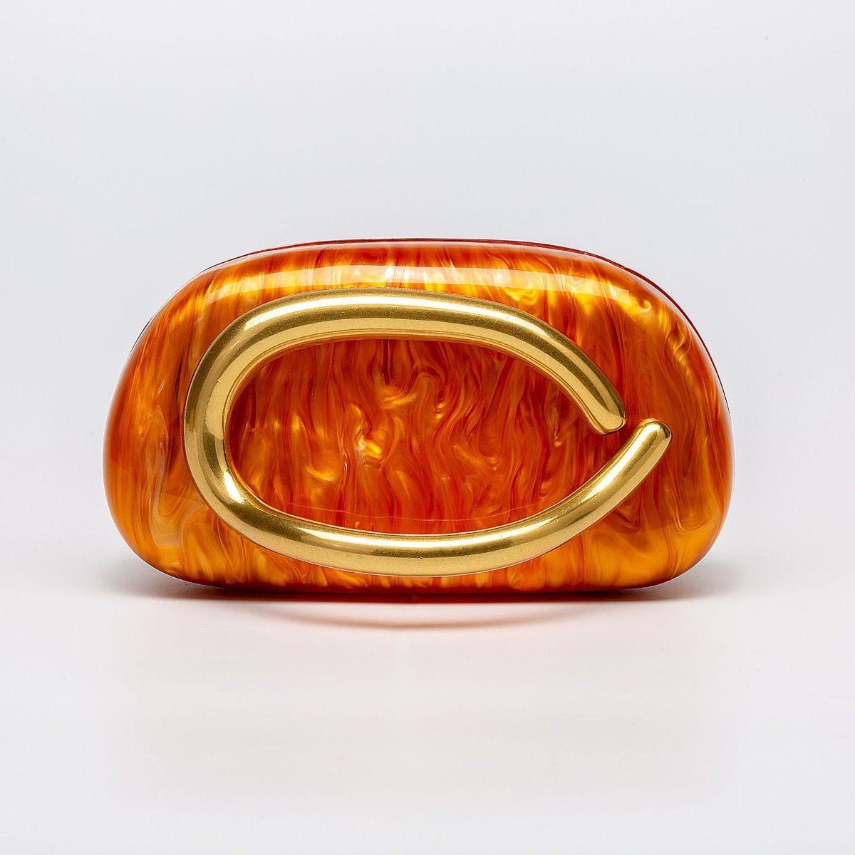 Pearlized Acrylic Gold-Tone Ring Handle Evening Bag - Wedding Banquet Shoulder Messenger Purse (MAC250)