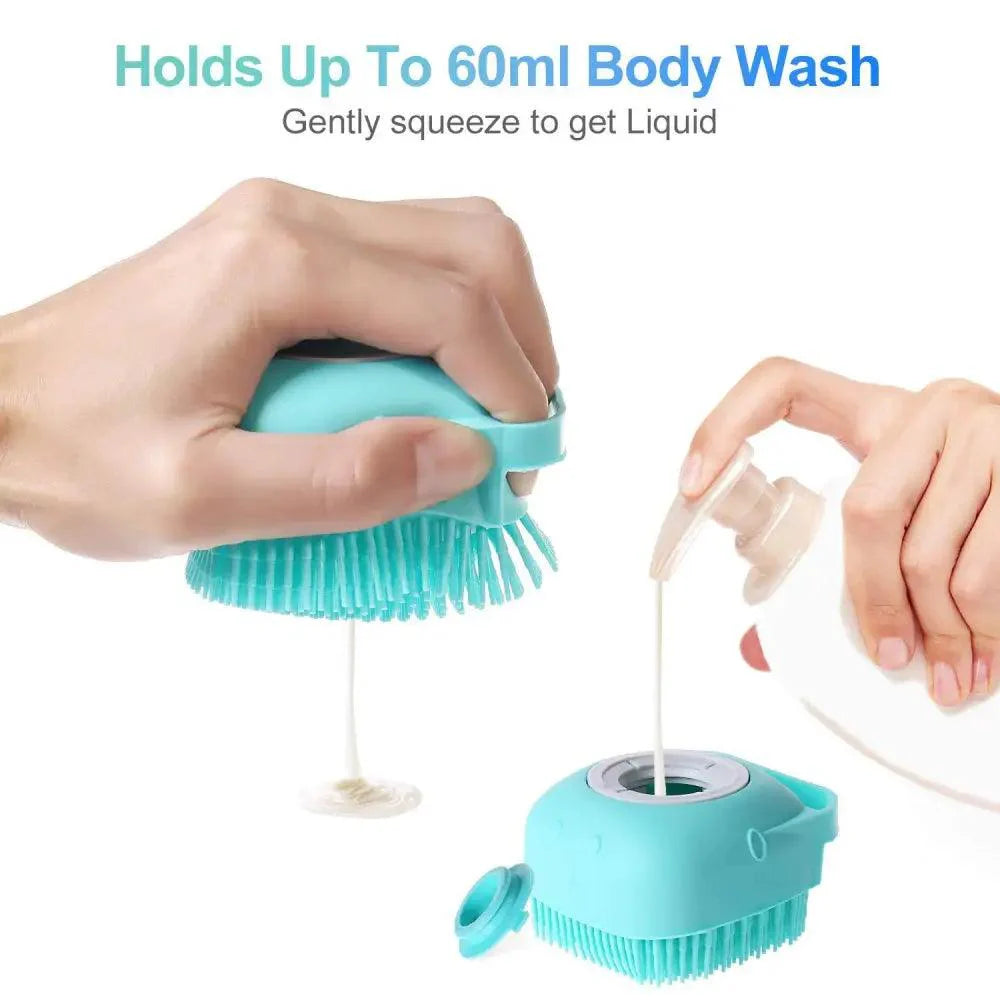Pet Silicone Shampoo Bath Brush Massage Rubber Comb Bathing Shampoo Colorful Massager For Dogs