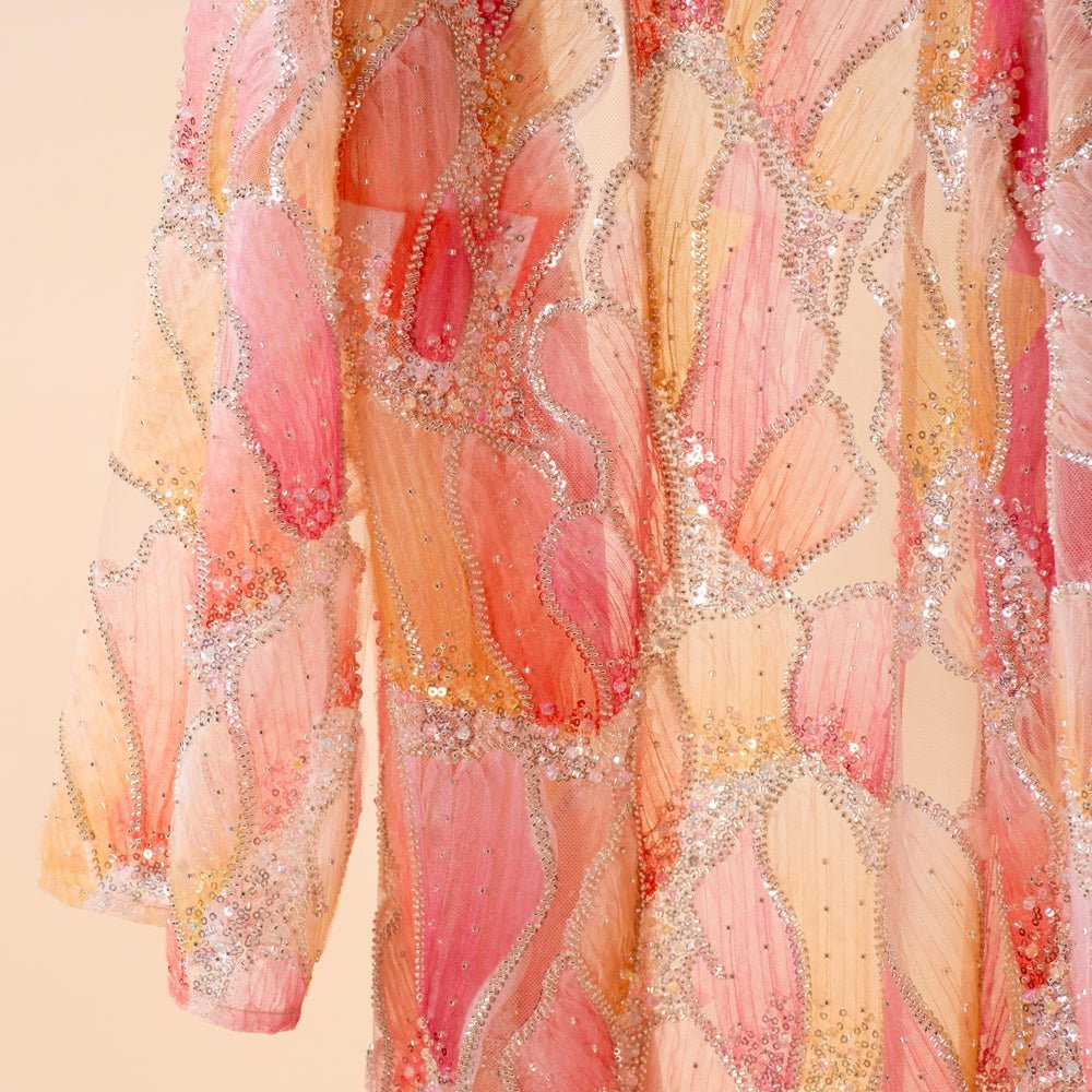 Petal Glow Hand-Embroidered Open Abaya — Secret Garden Series (MOA295)