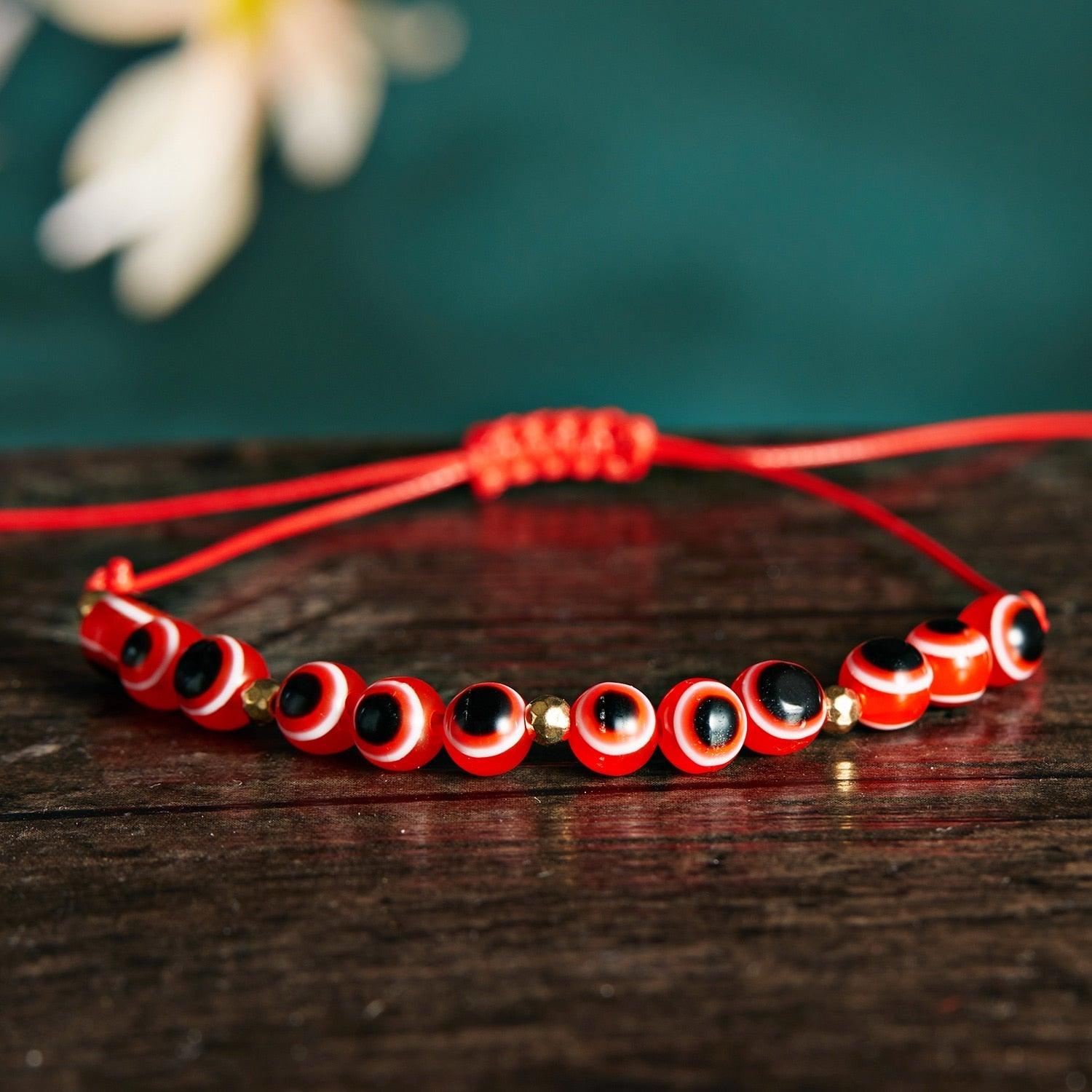 Pinky Promise Blue Bracelet Sets Colorful Crystal Bead Rope Chain Lucky Couple Bracelets Colorful Eye Bracelets Handmade Braided Rope Bracelets For Women Friendship Charm Jewelry