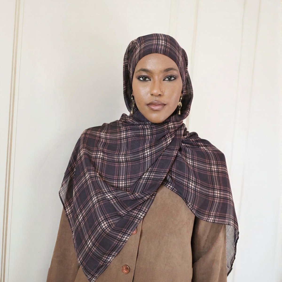 Plaid & Houndstooth Hijab Scarf (MH213)
