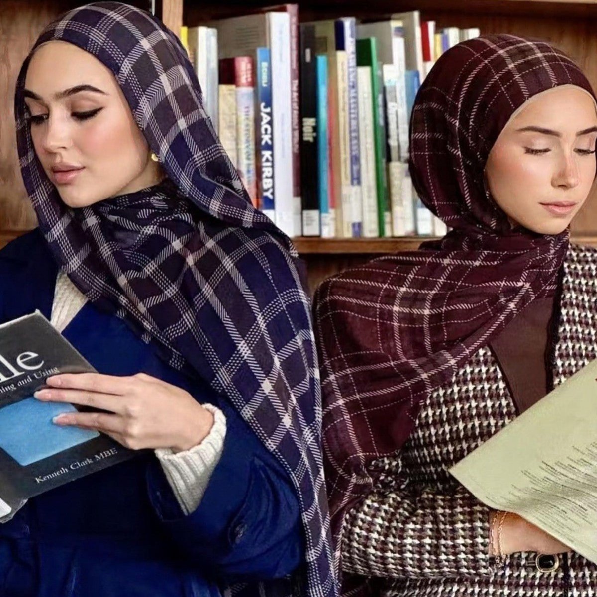 Plaid & Houndstooth Hijab Scarf (MH213)