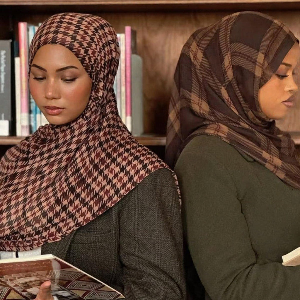 Plaid & Houndstooth Hijab Scarf (MH213)